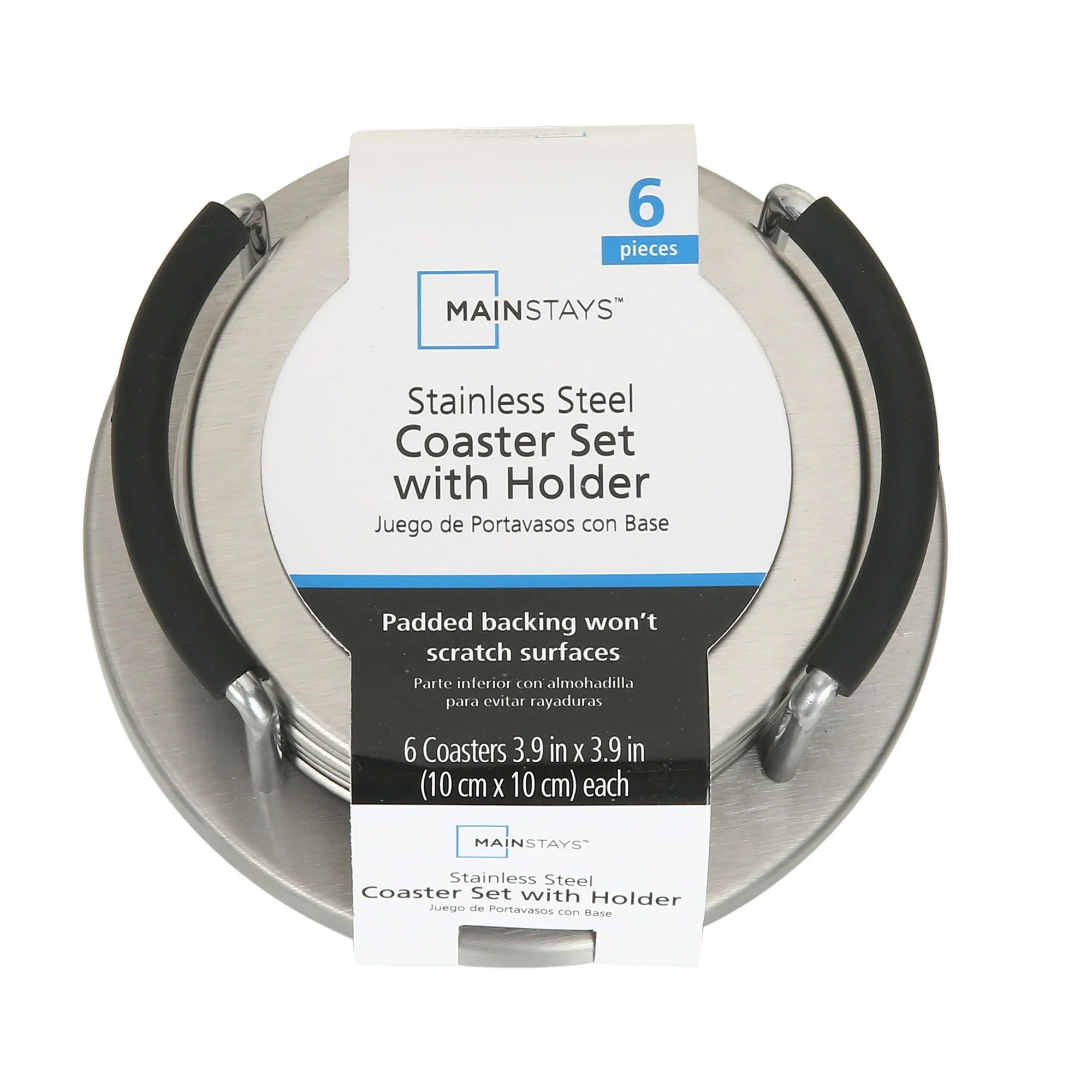 Mainstays Stainless Steel Coaster Set and Holder