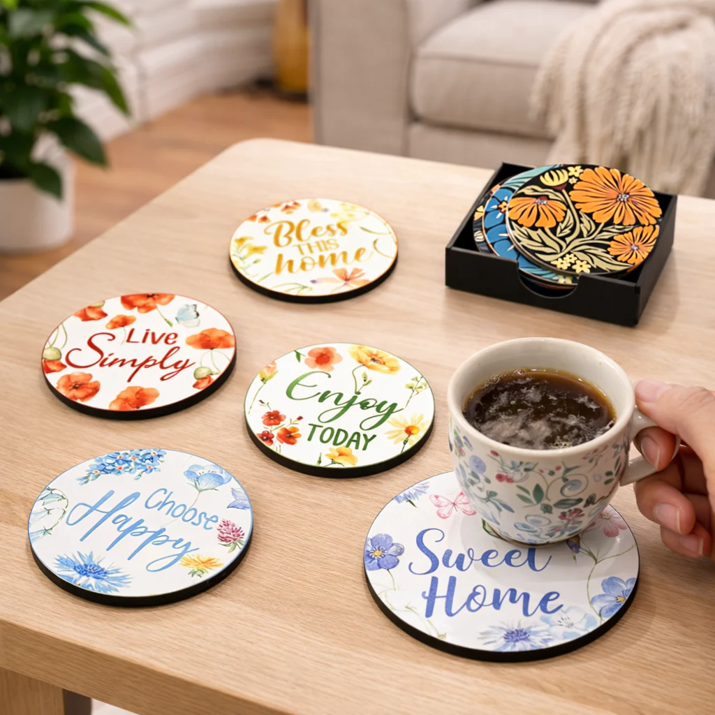 DISEN Drink Coasters Set of 6 with Holder
