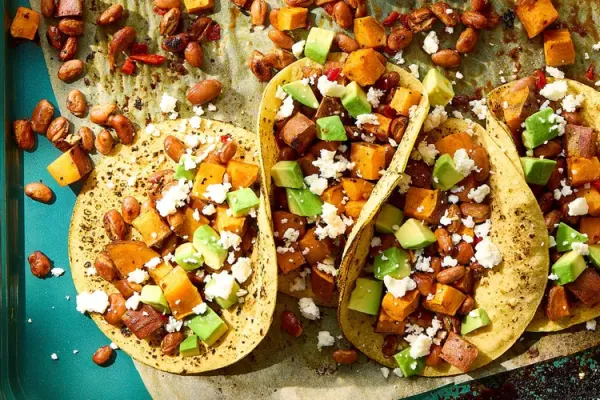 Sheet Pan Sweet Potato Orange Breakfast Tacos