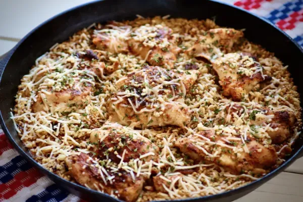One Pan Garlic Butter Chicken and Rice