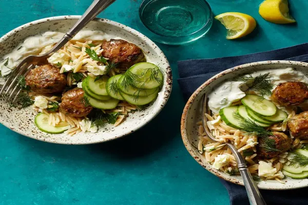 Meatballs with Lemon-Garlic Orzo