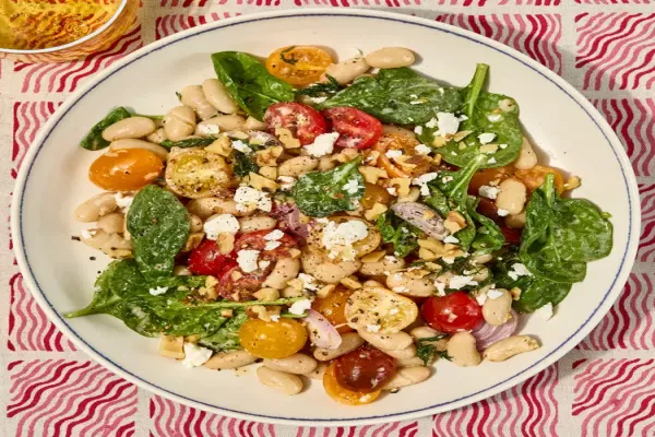 High-Protein White Bean Salad with Feta & Lemon-Garlic Vinaigrette