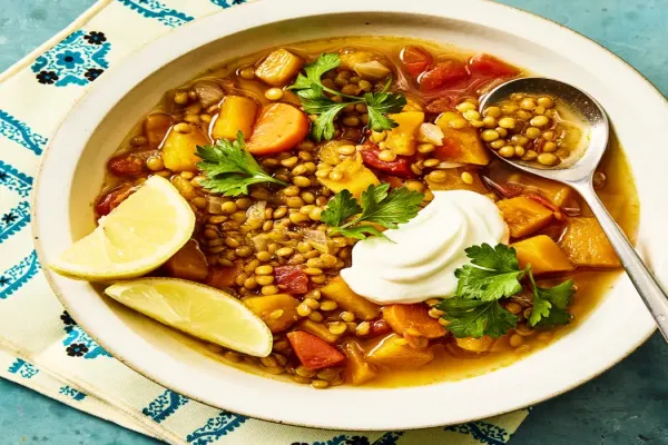 High Protein Butternut Squash & Lentil Soup