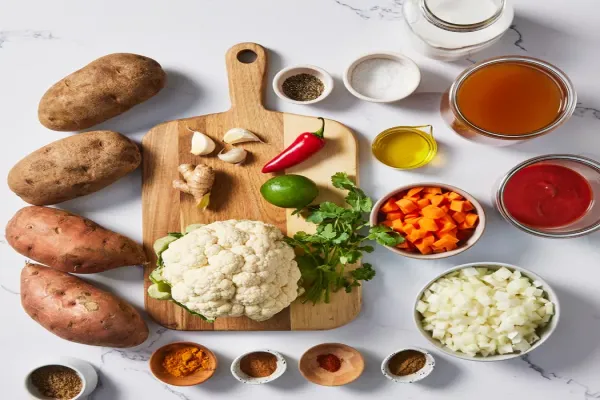 Roasted Cauliflower & Potato Curry Soup