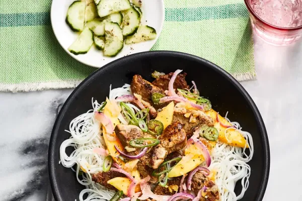 Spicy Mango Pork with Noodles