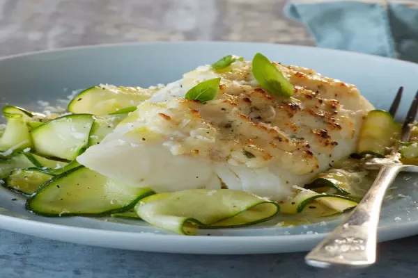 Alaska Cod Parmesan with Zucchini Noodles