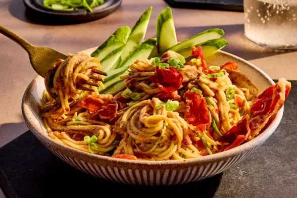 Sesame Noodles with Prosciutto