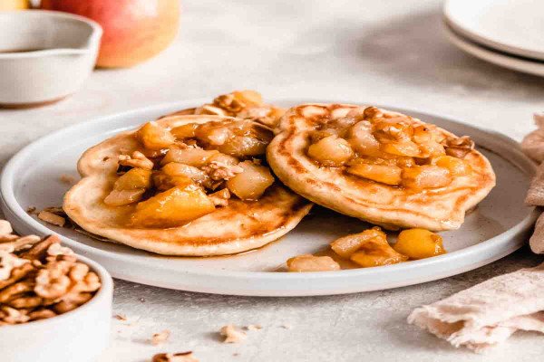 Rye Pancakes with Caramelized Pears and Maple Syrup