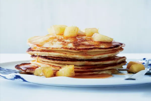 Lemon Ricotta Pancakes with Caramelized Apples