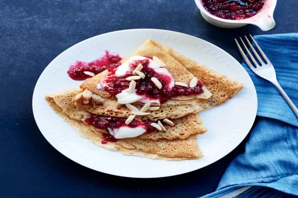 Swedish Pancakes with Lingonberry Compote