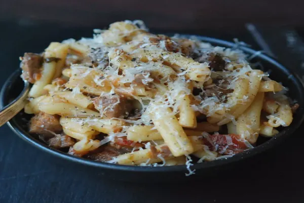 Pasta with Braised Pork, Red Wine, and Pancetta
