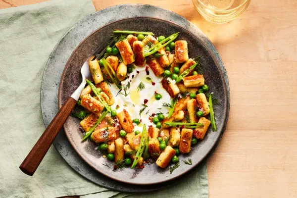 Feta Gnocchi with Lemony Yogurt and Spring Peas
