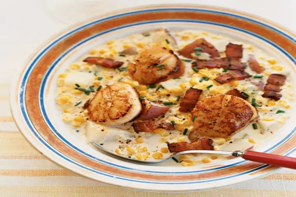 Corn Chowder with Bacon and Sea Scallops