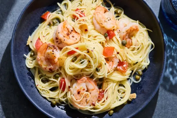 Capellini with Shrimp, Capers, and Tomatoes