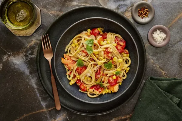 Lobster Pasta with Corn and Tomatoes