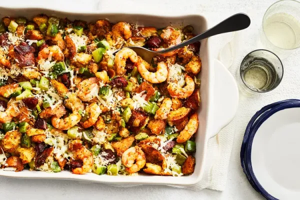 Mirliton and Gulf Shrimp Casserole