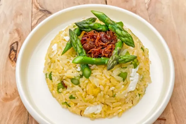 Golden Fried Rice with Asparagus and XO Sauce