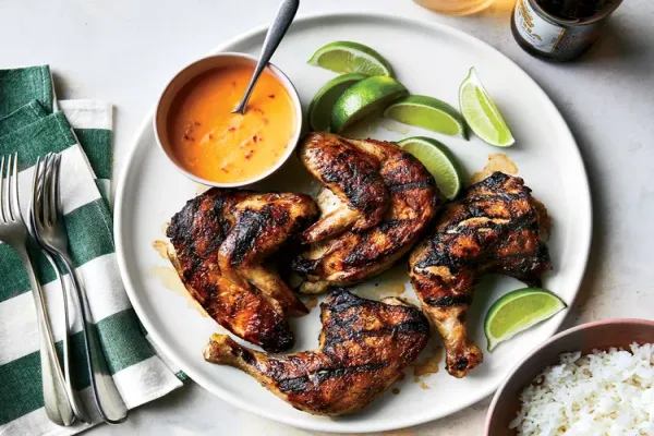 Grilled Chicken with Coconut Rice and Chile-Lime Sauce
