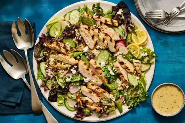 Grilled Chicken Salad With Herby Tahini Dressing