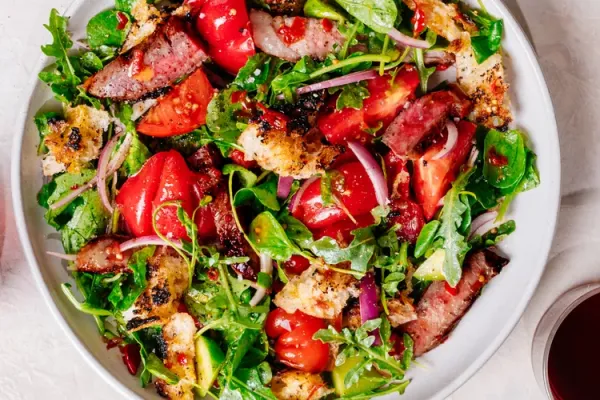 Charred Focaccia and Steak Salad