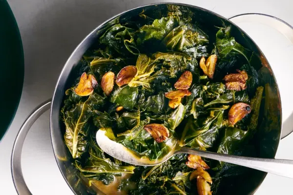 Braised Greens with Crispy Garlic and Miso Butter
