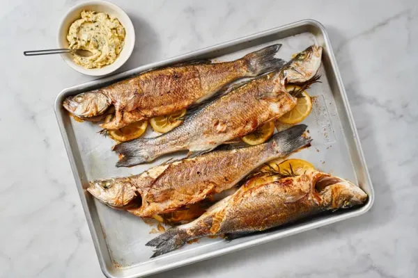 Roasted Branzino with Caper Butter