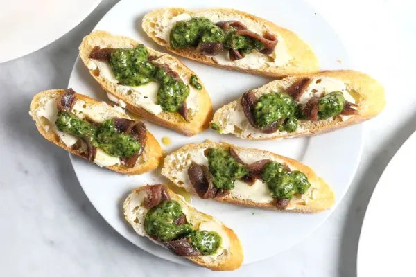 Salted Anchovies, Salsa Verde, Bread, Butter