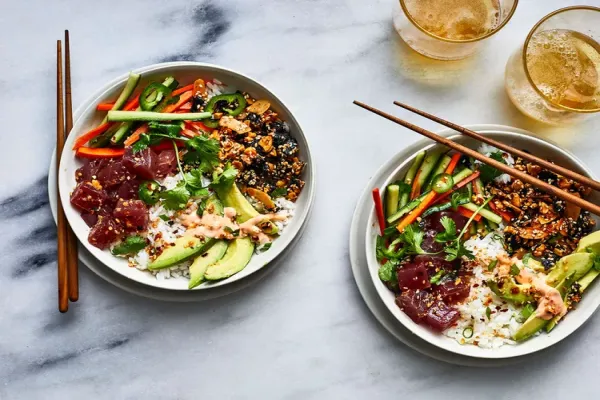 Loaded Poke Bowls with Furikake Granola