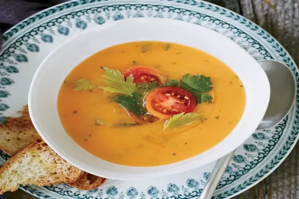 Chilled Tomato Soup with Goat Milk Yogurt