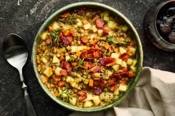 Lentil Soup with Apple and Bacon