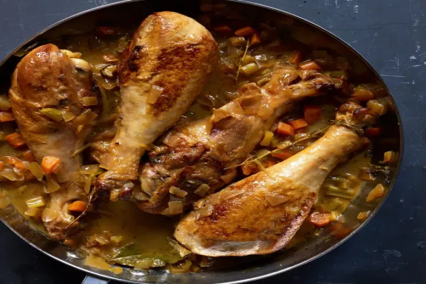 Apple Cider Braised Turkey Drumsticks